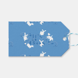 Tanzen Bunnies Es ist ein Junge! Blue Baby Dusche Geschenkanhänger