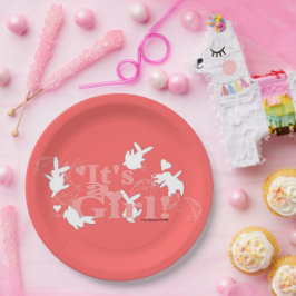 Tanzen Bunnies Es ist ein Mädchen! Pink Baby Dusch Pappteller