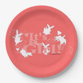 Tanzen Bunnies Es ist ein Mädchen! Pink Baby Dusch Pappteller