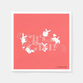 Tanzen Bunnies Es ist ein Mädchen! Pink Baby Dusch Serviette