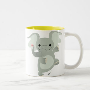 Tanzen-Cartoon-Elefant-Tasse Zweifarbige Tasse