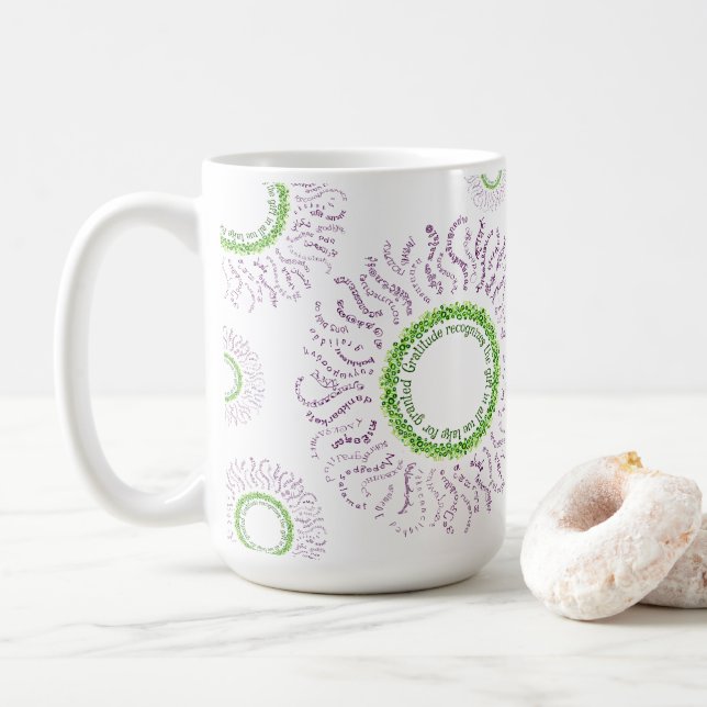 Tanzen-Dankbarkeitmandala-Sonnenblume-Tasse Kaffeetasse (Mit Donut)