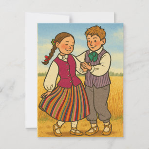 Tanzen durch lettische Traditionen Postkarte