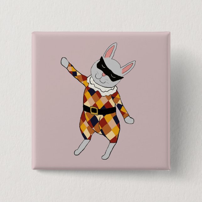 Tanzen-Harlekin-Häschen-Knopf Button (Vorderseite)