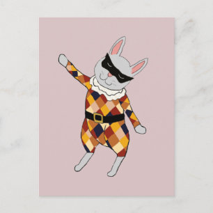 Tanzen-Harlekin-Häschen-Postkarte Postkarte