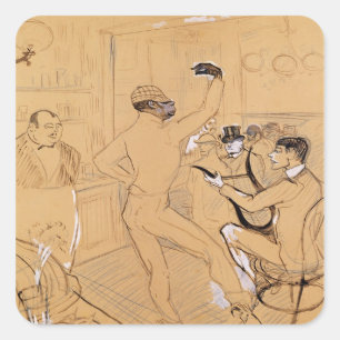 Tanzen Henrides Toulouse-Lautrec Chocolat, 1896 Quadratischer Aufkleber