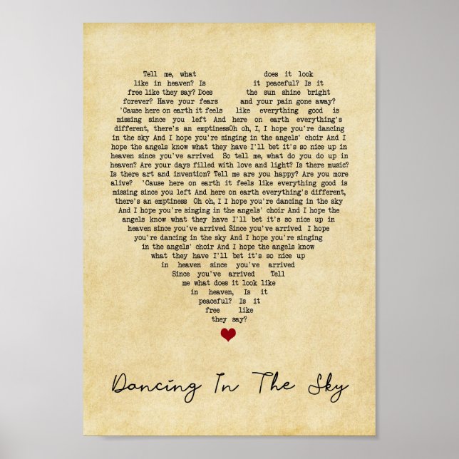 Tanzen im Vintagen Himmel Song Lyric Print Poster (Vorne)