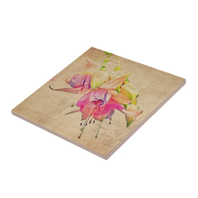 Tanzen im Wind - Fuchsien-Blume Fliese (Seite)