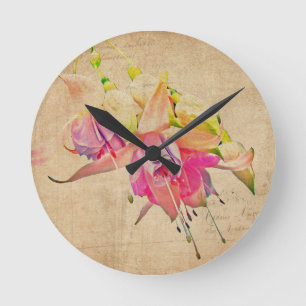 Tanzen im Wind - Fuchsien-Blume Runde Wanduhr