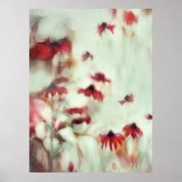 Tanzen in den Blume Wind, Red Painterly Dreamy Sof Poster
