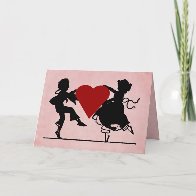 Tanzen-KinderValentinsgruß Feiertagskarte (Vorderseite)