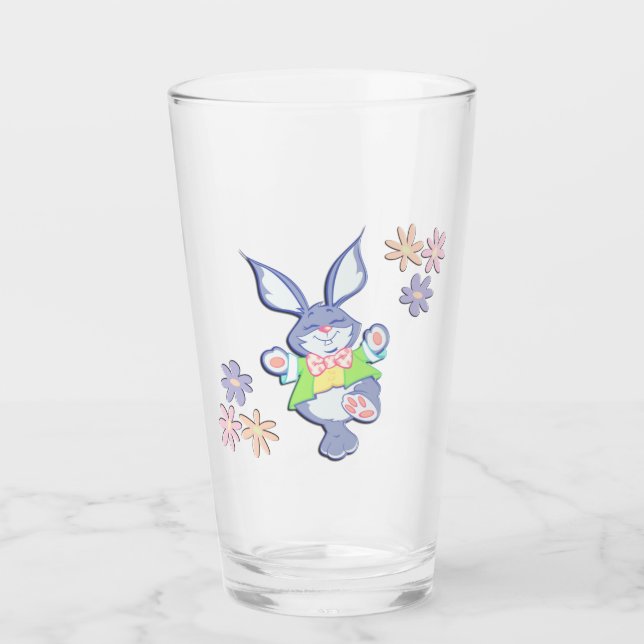 Tanzen Lila Osterhase Glas (Vorderseite)