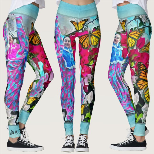 Tanzen mit Blume & Schmetterlingen PV01 Leggings (Von Creator hochgeladen)