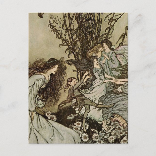 "Tanzen mit den Fairies" von Arthur Rackham Postkarte (Vorderseite)