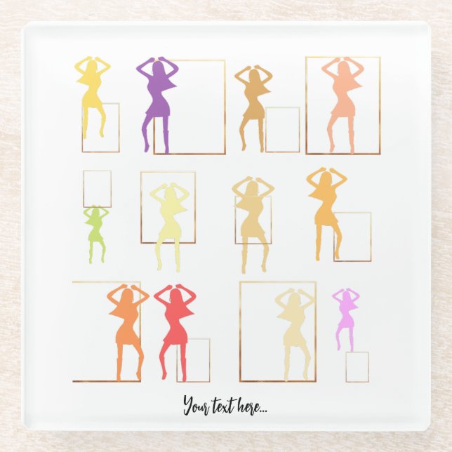 Tanzen mit Farben Weiblich Kaleidoskop Glasuntersetzer (Vorderseite)