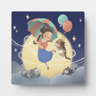 Tanzen mit Katzen in der Nacht am Mondlicht Fotoplatte