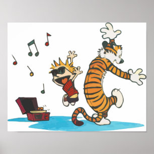 Tanzen mit Vinyl Phonograph Niedlich Hobbes Artwor Poster