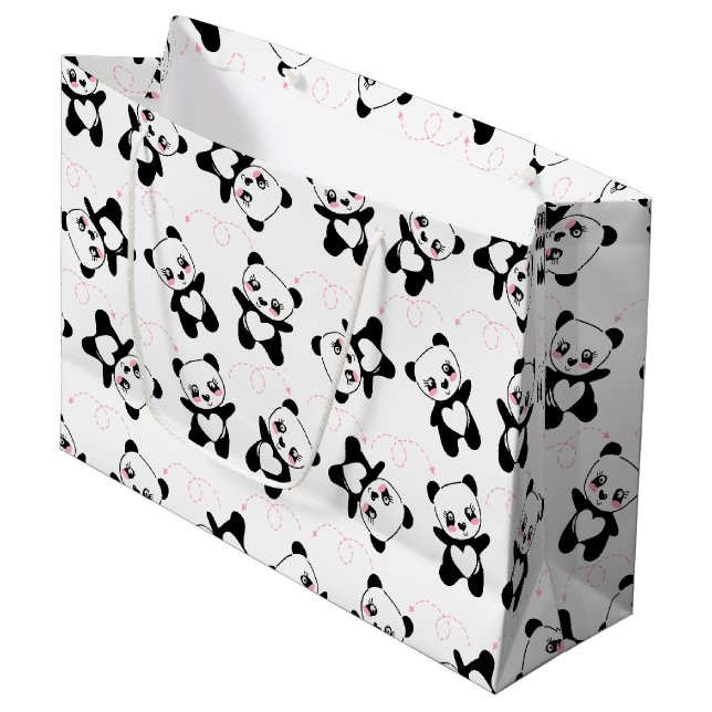 Tanzen-Panda Große Geschenktüte (Vorderseite Schrägansicht)