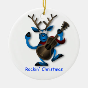 Tanzen-Ren mit Gitarre Rockin Weihnachten Keramik Ornament
