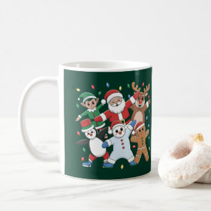 Tanzen Santa Elf und Freunde Kaffeetasse