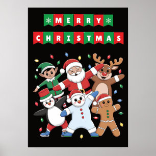 Tanzen Santa Elf und Freunde Urlaub Poster
