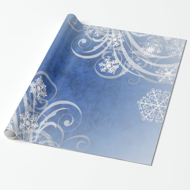 Tanzen-Schneeflocke-Blau-Feiertag Geschenkpapier (Ungerollt)