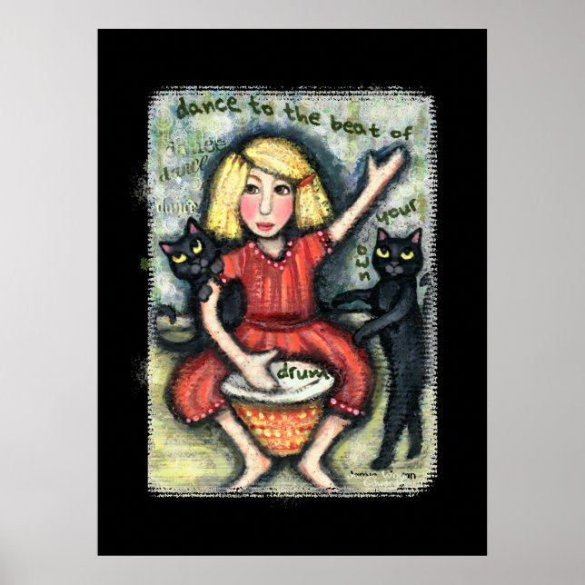 Tanzen Schwarze Katzen Kunstposter drucken Poster (Vorne)