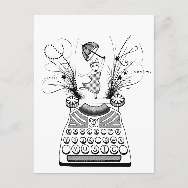 Tanzen Sie Ihre eigene Musik English Bull Terrier Postkarte (Vorderseite)