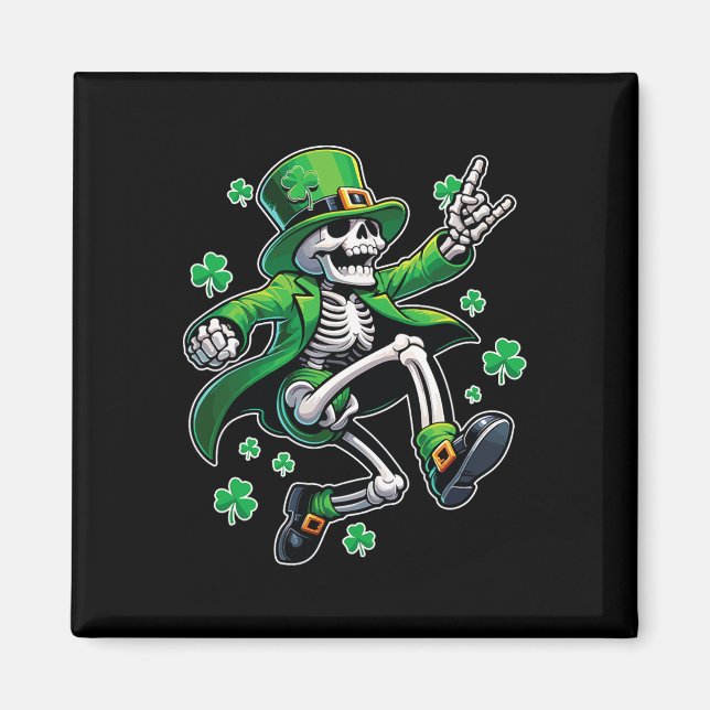 Tanzen Skeleton Leprechaun St. Patrick's Day Magnet (Vorne)