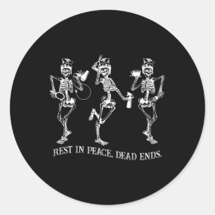 Tanzen Skeleton Peace Dead Ends Haarstylist Hallo Runder Aufkleber