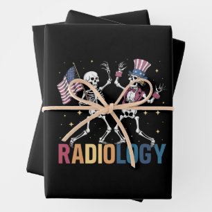 Tanzen Skeleton Radiologie Röntgen Tech Patriotic Geschenkpapier Set