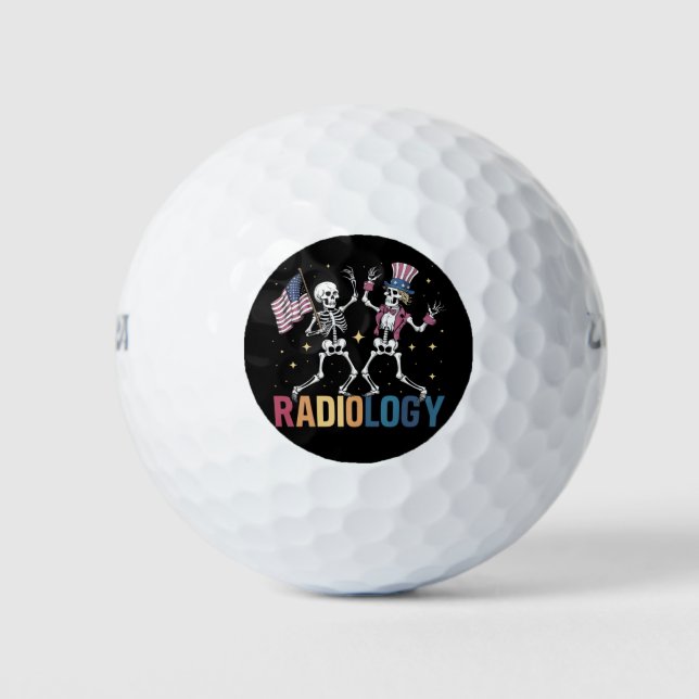 Tanzen Skeleton Radiologie Röntgen Tech Patriotic Golfball (Vorderseite)