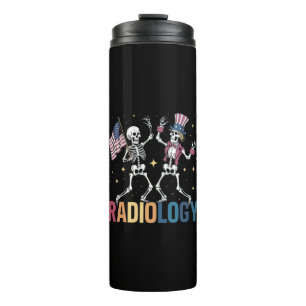 Tanzen Skeleton Radiologie Röntgen Tech Patriotic Thermosbecher
