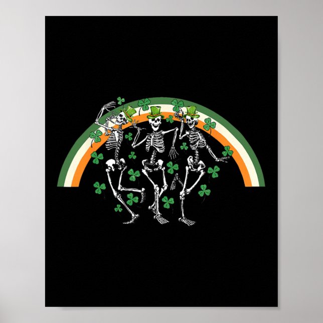 Tanzen Skeleton St Paddy's Day Irish Beer Drinkin Poster (Vorne)