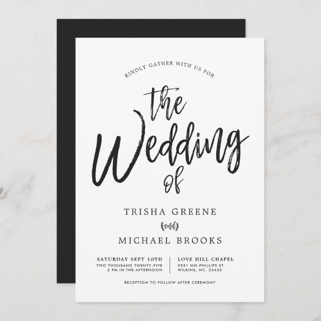 Tanzen-Skript-Minimalistische Hochzeit Einladung (Vorne/Hinten)