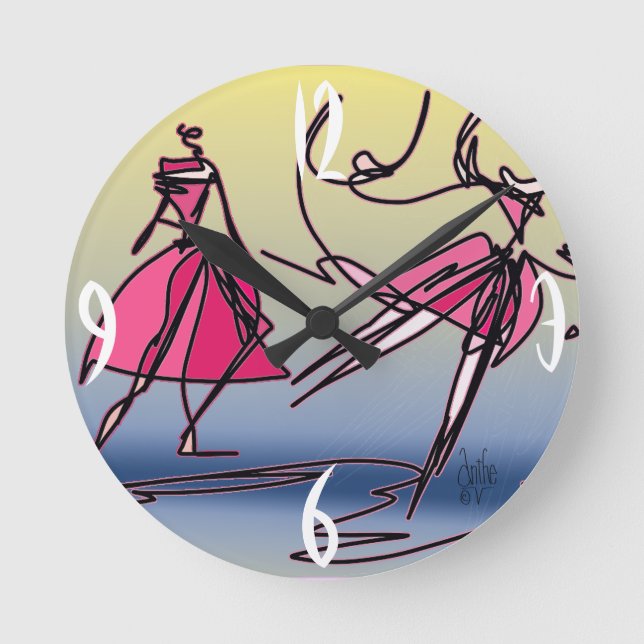 Tanzen, springen und drehen. runde wanduhr (Vorderseite)