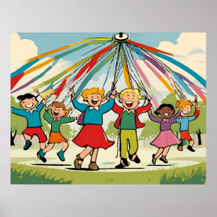 Tanzen um die Maypole - Kinderspielzeug Poster