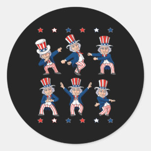 Tanzen Uncle Sam 4. Juli Jungs Kinder Patriotic Runder Aufkleber
