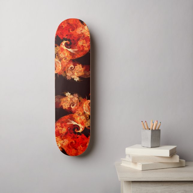 Tanzen von Feuervögeln Abstrakt Art Skateboard (Wandkunst)