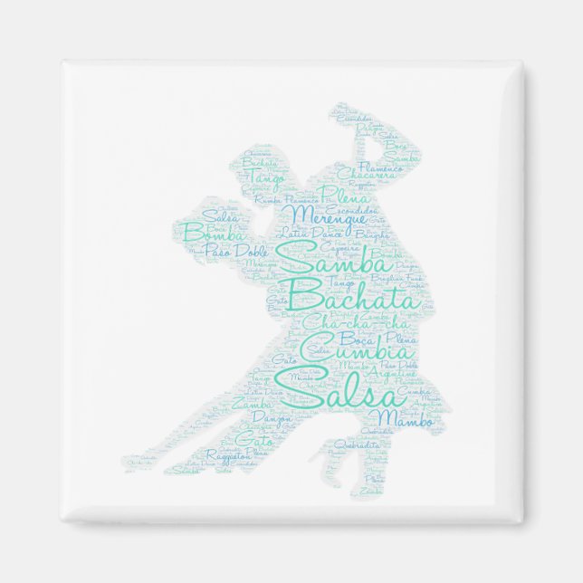Tanzen Word Art Couple Bachata Salsa Magnet (Vorne)