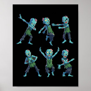 Tanzen Zombie Halloween Kids Boys Girls Dabbing Z Poster