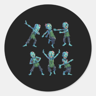Tanzen Zombie Halloween Kids Boys Girls Dabbing Z Runder Aufkleber