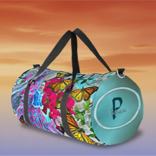 Tanzend mit Blumen und Schmetterlingen PV01 Duffle Bag