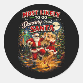 Tanzend mit dem Weihnachtsmann Runder Aufkleber