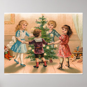 Tanzend um den Weihnachtsbaum Poster