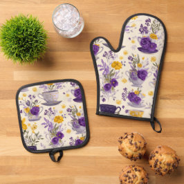 Tanzende Blume  Ofenhandschuh & Topflappen-Set