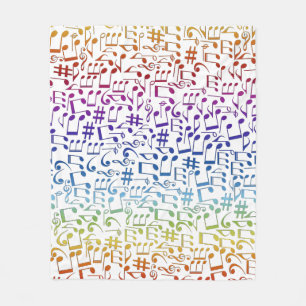 Tanzende bunte Musiknoten Musiker Musikliebhaber Fleecedecke