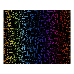 Tanzende bunte Musiknoten Musiker Musikliebhaber Poster