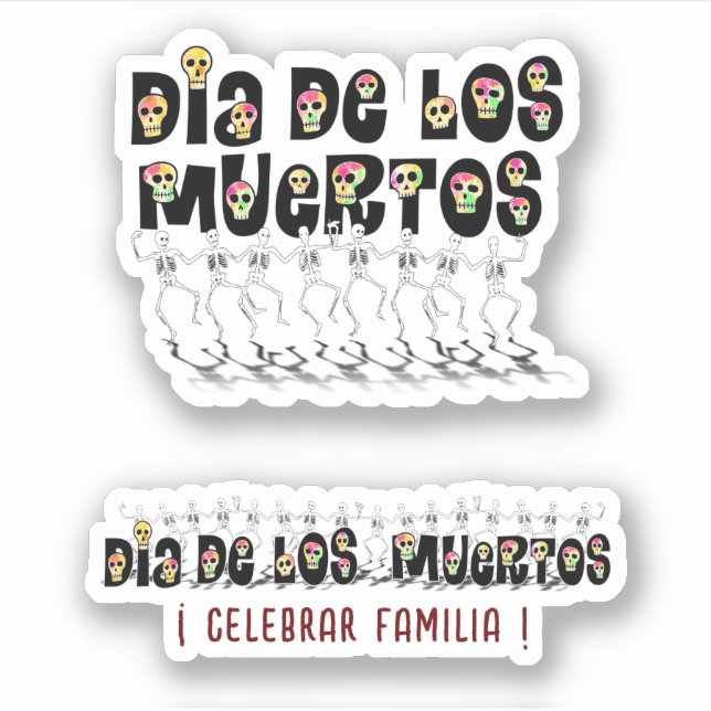 Tanzende Calaveras Dia De Los Muertos Aufkleber (Vorderseite)