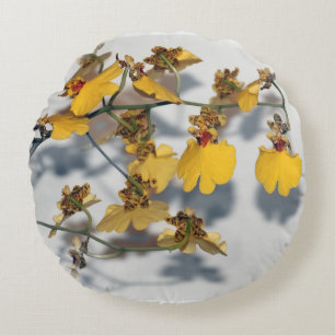 Tanzende Dame Gelbe Oncidium-Orchideen Rundes Kissen